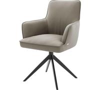 Chaise-pivotante Heira-Flex cuir de vache couleur boue pied croisé large noir pivotement sur 360° fonction bascule ressorts ensachés