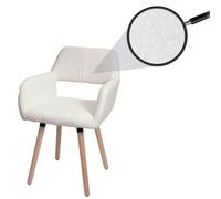 Chaise de salle à manger HWC-A50 II, chaise de cuisine chaise rembourrée, bois tissu/textile bouclé (450g/m²) MVG crème