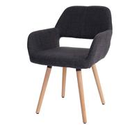 Chaise De Salle À Manger Hwc-A50 Ii, Fauteuil, Design Rétro Des Années 50 Tissu, Gris Foncé Gris