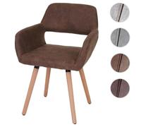Chaise de salle à manger HWC-A50 II fauteuil design rétro des années 50 ~ tissu marron