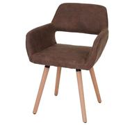 Chaise de salle à manger HWC-A50 II, fauteuil, design rétro des années 50 tissu, marron