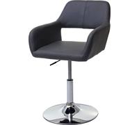 Chaise de Salle à Manger HWC-A50 III, Style rétro années 50, Similicuir - Gris, Pied en métal Aspect chromé