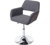 Chaise de salle à manger HWC-A50 III, chaise de cuisine, rétro années 50, tissu/textile ~ gris, pied chromé