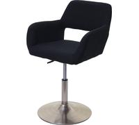 Chaise de salle à manger HWC-A50 III, chaise de cuisine, rétro années 50, tissu/textile ~ noir, pied brossé