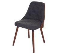 Chaise de salle à manger HWC-A75, chaise de cuisine pour visiteurs, aspect noyer bois courbé MVG ~ tissu/textile gris