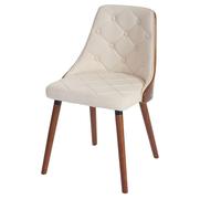Chaise de salle à manger HWC-A75, chaise visiteur chaise de cuisine, aspect noyer ~ simili cuir crème
