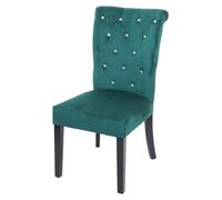 Chaise de salle à manger HWC-D22, chaise de cuisine, velours riveté vert foncé, pieds noirs