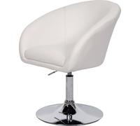 Chaise de salle à manger HWC-F19, chaise de cuisine chaise pivotante fauteuil lounge, pivotante réglable en hauteur ~ similicuir blanc