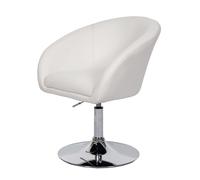 Chaise de salle à manger HWC-F19, fauteuil pivotant, salon, réglable en hauteur similicuir blanc