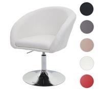 Chaise de salle à manger HWC-F19, chaise de cuisine chaise pivotante fauteuil lounge tissu/textile crème-blanc
