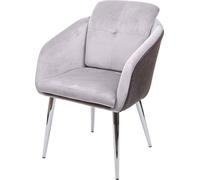 Chaise de salle à manger HWC-G48, chaise de cuisine rembourrée Chaise inclinable, similicuir velours avec accoudoirs MVG- ~ gris