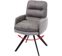 Chaise de salle à manger HWC-G66, chaise de cuisine chaise, pivotante Auto-Position tissu/textile MVG ~ gris clair-gris, avec accoudoirs