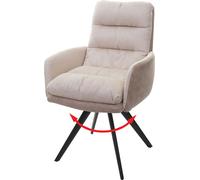 Chaise de salle à manger HWC-G66, chaise de cuisine chaise, pivotante Auto-Position tissu/textile MVG ~ crème, avec accoudoirs