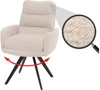 Chaise de salle à manger HWC-G66, chaise de cuisine pivotante Auto-Position Tissu/Textile Bouclé MVG ~ blanc crème, avec accoudoirs