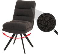 Chaise de salle à manger HWC-G66, chaise de cuisine pivotante Auto-Position Tissu/Textile Bouclé MVG ~ gris foncé