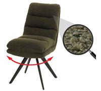 Chaise de salle à manger HWC-G66, chaise de cuisine pivotante Auto-Position Tissu/Textile Bouclé MVG vert
