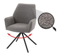 Chaise De Salle À Manger Hwc-G67, Chaise De Cuisine Accoudoir, Pivotant Auto-Position, Tissu/Textile Bouclé Öko-Tex Mvg Gris Clair Multicolore