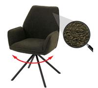 Mendler Chaise de Salle à Manger HWC-G67 Tissu/Textile bouclé eco-tex MVG Vert Olive