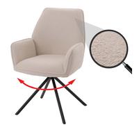 Chaise De Salle À Manger Hwc-G67, Chaise De Cuisine Accoudoir, Pivotant Auto-Position, Tissu/Textile Bouclé Öko-Tex Mvg Crème Multicolore