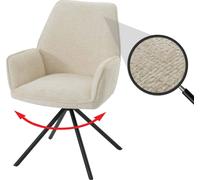 Chaise de salle à manger HWC-G67, chaise de cuisine avec accoudoirs, pivotante Auto-Position, chenille Öko-Tex MVG ~ crème