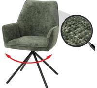 Chaise de salle à manger HWC-G67 Chenille Eco-Tex MVG bleu-vert
