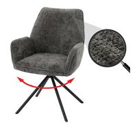 Chaise De Salle À Manger Hwc-G67, Chaise De Cuisine Avec Accoudoirs, Pivotante Auto-Position, Chenille Oeko-Tex Mvg Gris Foncé Multicolore
