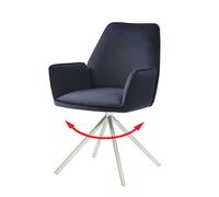 Chaise De Salle À Manger Hwc-G67 Pivotante Auto-Position, Velours Bleu Anthracite, Inox Multicolore