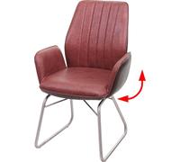 Chaise De Salle À Manger Hwc-G73, Fauteuil, Basculant, Semi-Cuir, Tissu, Acier Inox Brossé Brun, Aspect Daim Marron