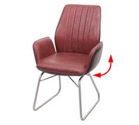 Chaise De Salle À Manger Hwc-G73, Fauteuil, Basculant, Semi-Cuir, Tissu, Acier Inox Brossé Brun, Aspect Daim Marron