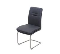 Chaise De Salle À Manger Hwc-H70, Chaise De Cuisine, Balancant, Tissu, Acier Inoxydable Brossé Gris-Foncé Gris