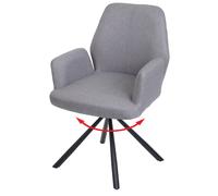Chaise de salle à manger HWC-H71, chaise de cuisine chaise pivotante tissu/textile acier gris clair