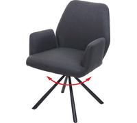 Chaise de salle à manger HWC-H71, chaise de cuisine fauteuil chaise, pivotante auto position tissu/textile acier ~ gris foncé