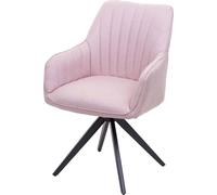 Chaise De Salle À Manger Hwc-H73, Fauteuil, Chaise De Cuisine, Avec Accoudoirs, Acier Rétro, Tissu Rosé Rose