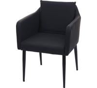 Chaise de salle à manger HWC-H93, chaise de cuisine Chaise ~ similicuir noir