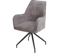 Chaise de Salle à Manger HWC-K15, Chaise de Cuisine rembourrée Chaise avec accoudoirs - Gris foncé