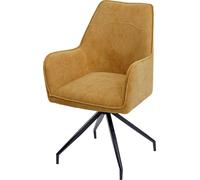 Chaise De Salle À Manger Hwc-K15, Rembourrée Chaise Avec Accoudoirs, Tissu/Textile Métal Jaune Multicolore