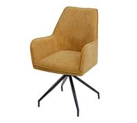 Chaise De Salle À Manger Hwc-K15, Rembourrée Chaise Avec Accoudoirs, Tissu/Textile Métal Jaune Multicolore