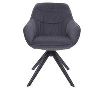 Chaise De Salle À Manger Hwc-K28, Avec Accoudoirs, Pivotante, Métal Tissu/Textile Gris Multicolore