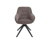Chaise de salle à manger HWC-K28 métal tissu/textile marron