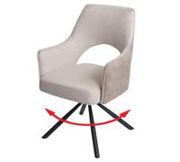 Chaise de salle à manger HWC-K30, chaise de cuisine, pivotante Auto-Position, tissu/textile crème