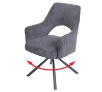 Chaise De Salle À Manger Hwc-K30, Pivotante Auto-Position, Tissu/Textile Cord Gris Foncé Multicolore