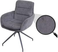 Chaise de Salle à Manger HWC-K32, Fauteuil Chaise, pivotante Position Auto, Tissu/Textile - Velours - Gris