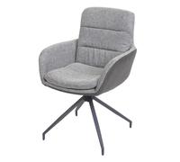Chaise De Salle À Manger Hwc-K32, Chaise De Cuisine, Pivotante Position Auto, Tissu/Textile Gris-Gris Foncé Multicolore