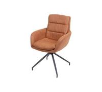 Chaise de salle à manger HWC-K32 pivotante aspect daim marron