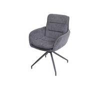 Chaise de salle à manger HWC-K32, fauteuil chaise, pivotante position auto, tissu/textile cord - gris