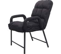Chaise de salle à manger HWC-K40, chaise rembourrée, capacité de charge 160kg dossier réglable métal ~ tissu/textile noir