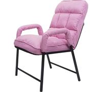 Chaise de salle à manger HWC-K40, chaise rembourrée, capacité de charge 160kg dossier réglable métal ~ tissu/textile rose