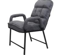Chaise de salle à manger HWC-K40, chaise rembourrée, capacité de charge 160kg dossier réglable métal ~ tissu/textile gris foncé