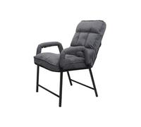Chaise de salle à manger HWC-K40 dossier réglable métal tissu/textile gris foncé