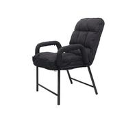 Chaise de salle à manger HWC-K40 dossier réglable métal tissu/textile noir